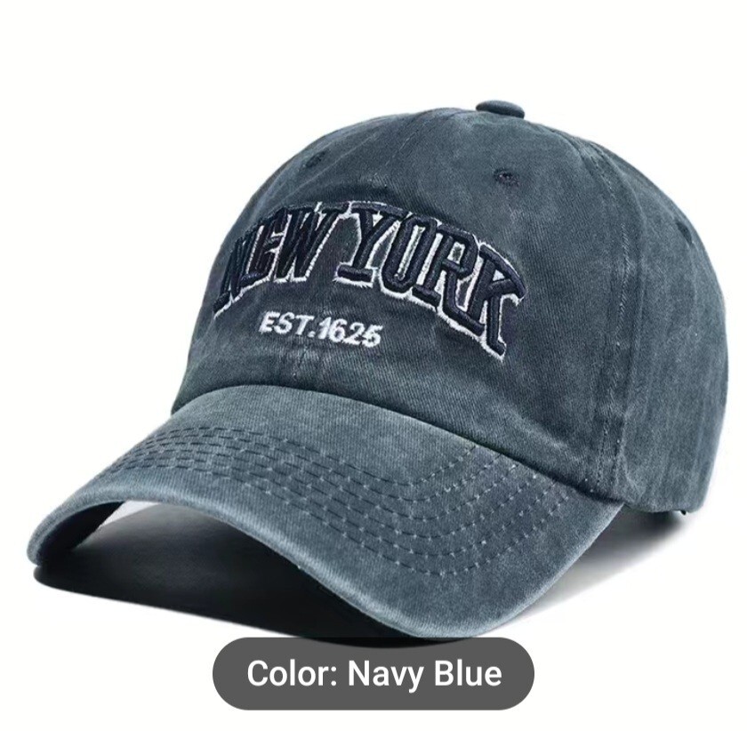 New York Embroidered Vintage-Style Baseball Cap Vintage New-York-Embroidered Distressed-Cotton Unstructured  main image 4