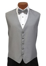 Men's Andrew Fezza New York Stardust Silver Grey Tuxedo Vest with Bow Tie Size M