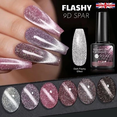 Reflective 9D Spar Nail Gel Polish Varnish Diamond Glitter Flash Flashy Cat Eye