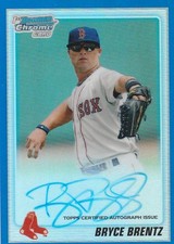 2010 BOWMAN CHROME BRYCE BRENTZ RED SOX 1ST CARD AUTO BLUE REFRACTOR /150 MINT!