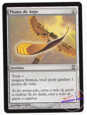 Angel's Feather Portuguese Mtg MISPRINT. Missing part of first line in textbox