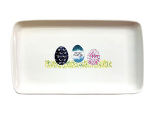 Rae Dunn Artisan Collection Magenta Happy Easter Egg Ceramic Tray