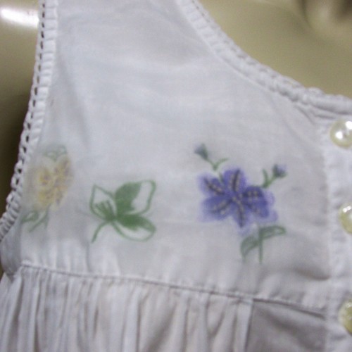 Vtg Claires Rose Nightgown White Cotton Sleeveless Long Cottagecore Boho ~ Small - Picture 7 of 11