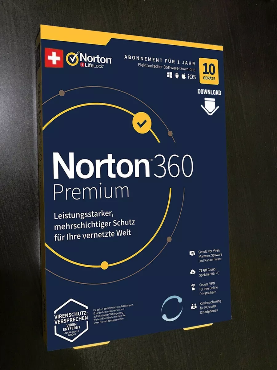 NORTON 360 PREMIUM 10PC 1YEAR EU VERSION NO SUBSCRIPTION NOT FOR US ZONE