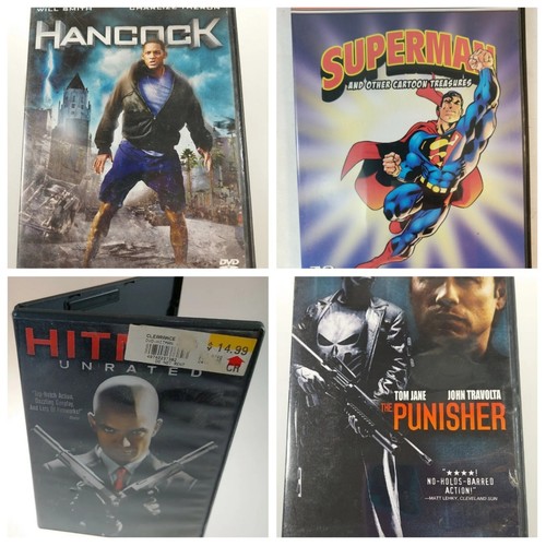 4 DVD Lot Heroes Hitman Hancock Superman Punisher