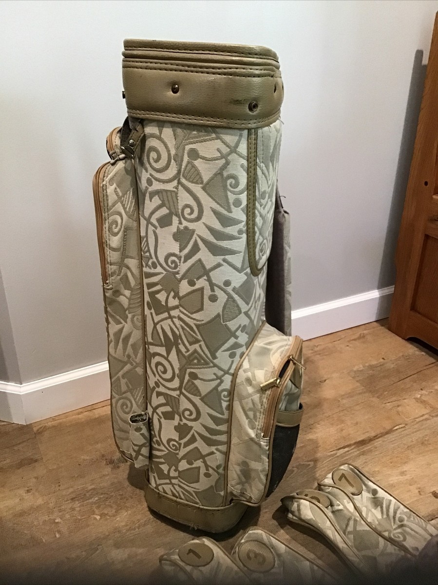 Mizuno Omega Womens Pattern Cart Golf Bag Taupe Tan Can Cooler w