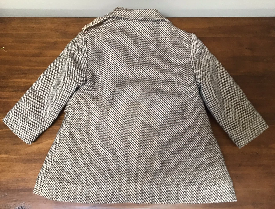 Abrigo Chaqueta Acolchado Gorro Sombrero ILGWU Union Vintage Niño Niña Lana Tweed Foto 3 de 4