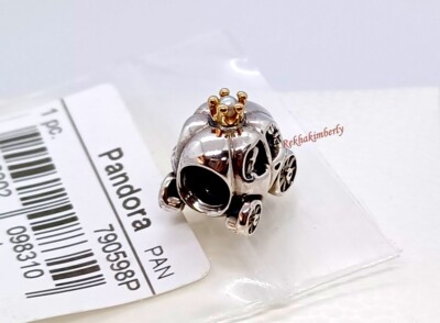 Pandora Royal Carriage Charm S925ALE +14K Gold Crown Pearl