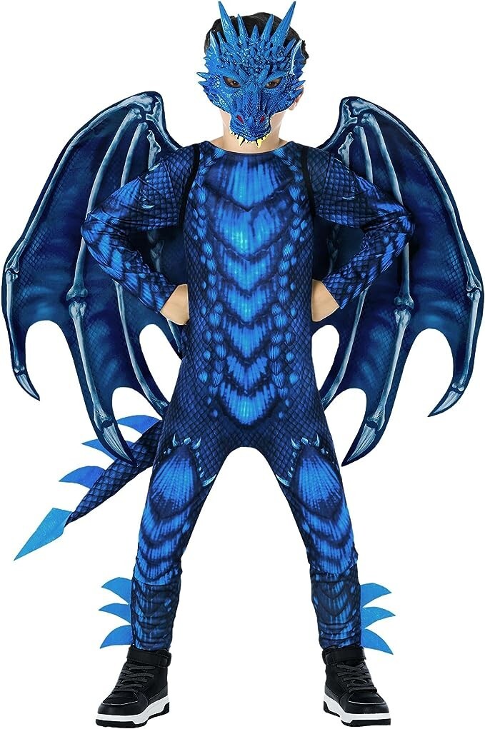 Costume Ailes De Dragon Pour Enfants, Masque De Dragon D'Halloween, Costume De Dragon Pour Enfants, Déguisement De Dragon Pour Halloween Carnaval Cosplay Avec Ailes Masque De Queue De Dinosaure
