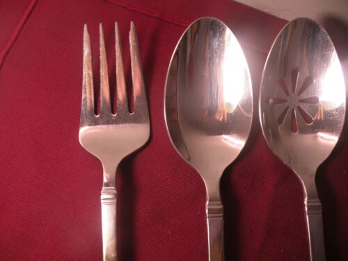 4 Serving Pieces Mikasa 18/10 Stainless Stanton Pierced Serving Spoon Meat Fork - Picture 2 of 5