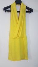 S M Sexy Yellow Halter Exotic Mini Dress Bodycon Adult Woman Clubwear Open back