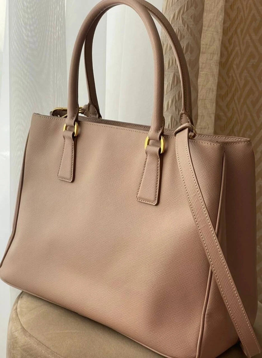 Prada Beige Saffiano Lux Leather Medium Galleria Tote