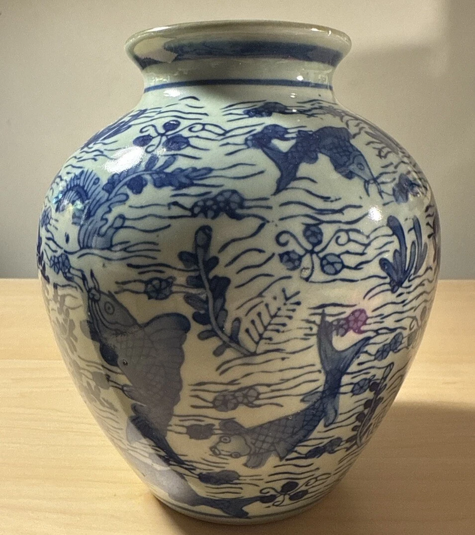 陶瓷蓝色复古原创中国风花瓶| eBay
