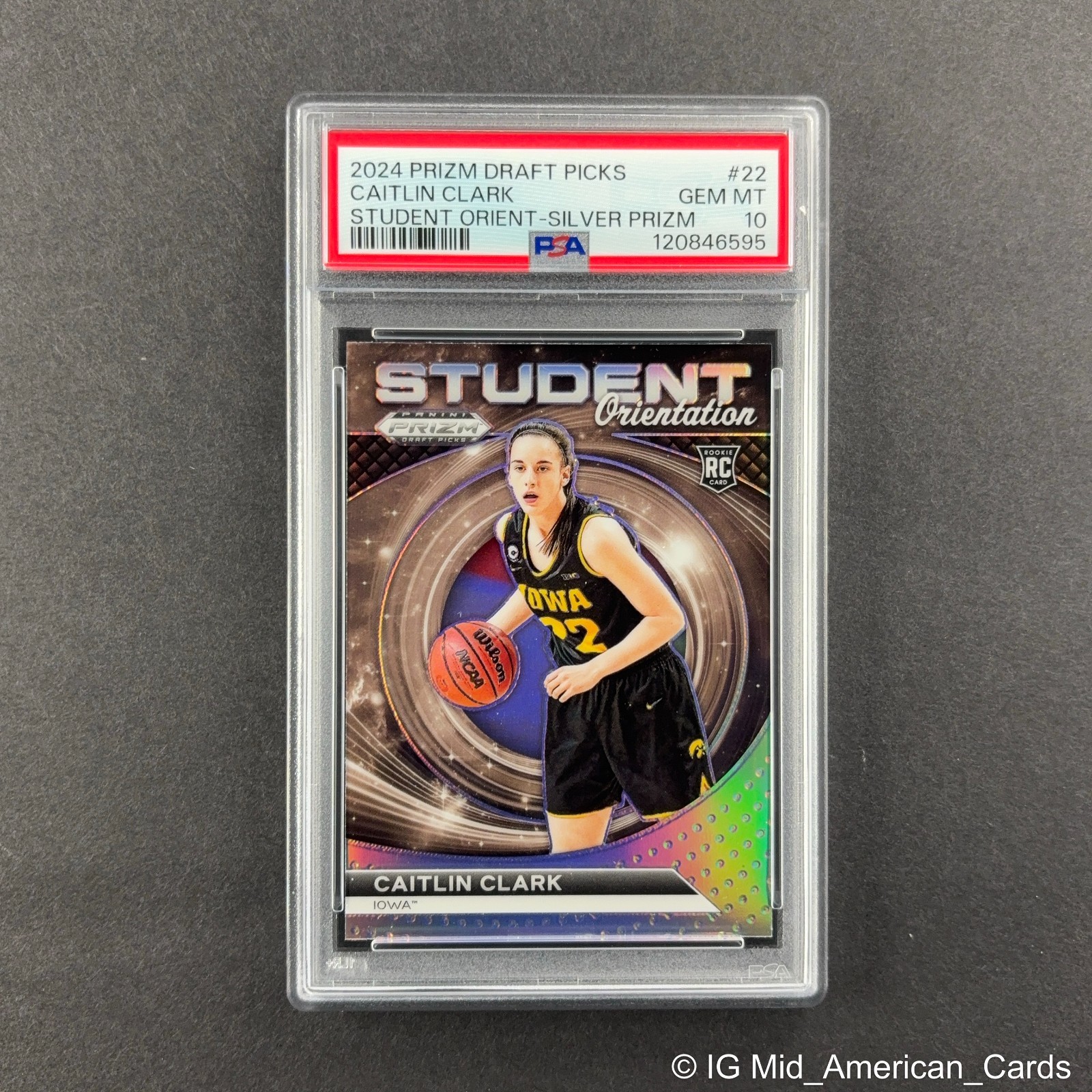 2024 Prizm Draft Picks Caitlin Clark RC Student Orientation Silver Prizm PSA 10