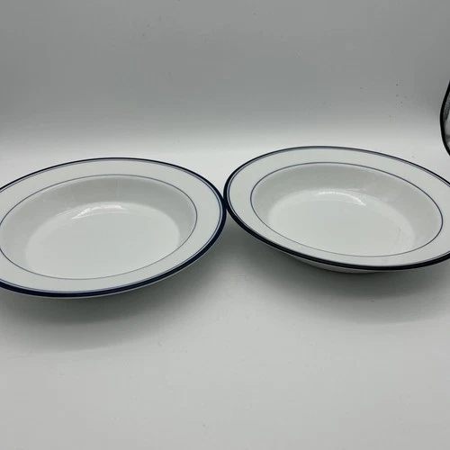 Set Of 2 Concerto Allegro Blue Rim Soup Bowls Excellent Condition Portugal