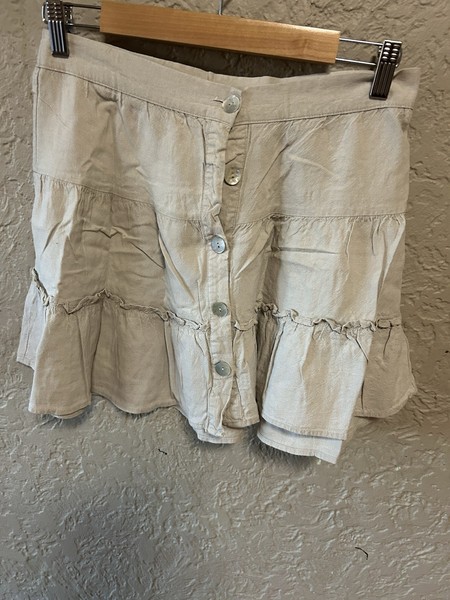 Cotton On Women’s Beige Cotton Woven Button Front Tiered Mini Skirt Size XS