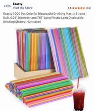 3000 Pcs Disposable Drinking Straws Assorted Colors