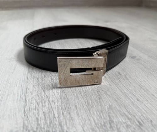 Vintage 1998 Gucci Tom Ford Era G Buckle Black Leather Belt Archive size L/XL