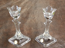 πΊπ² Manhattan - 8" Candle Holders - New in Box - 24% Lead Crystal - Made in USA