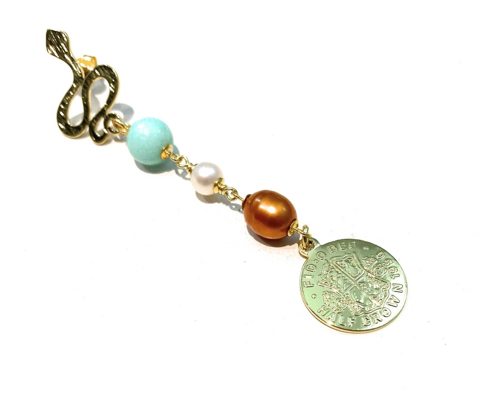 Mono Orecchino diWa Jewels Serpentino e Onice Argento Sterling giallo - Immagine 2 di 4