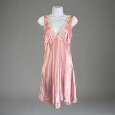 Vintage 90s Coquette Victoria Secret Pink Label XS Slip Dress Nightgown Lace