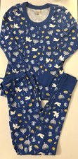 Women  s Hanna Andersson Hanukkah Dreidel Long John Organic Unisex Pajama Set-XS
