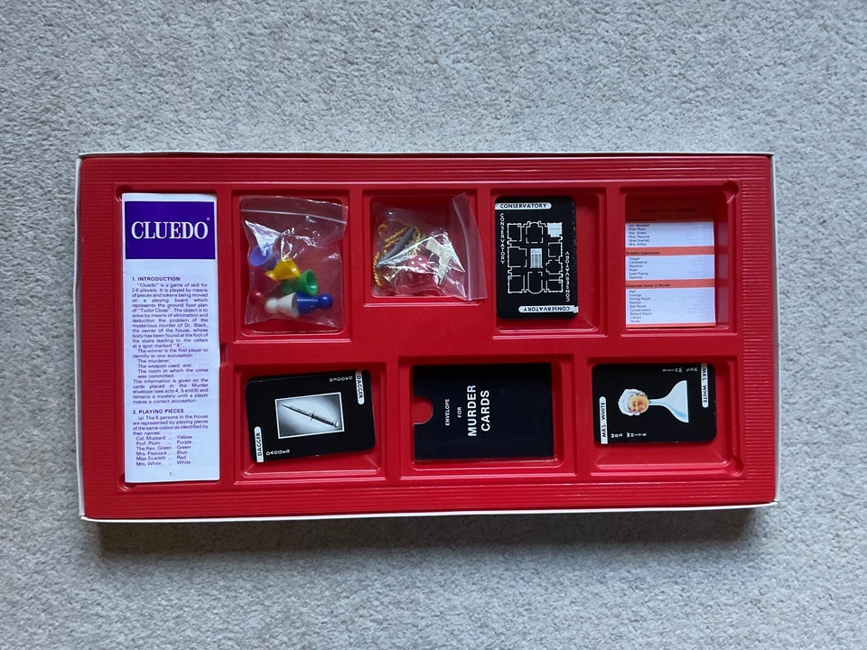 1975 Vintage Cluedo Board Game Waddingtons Art Deco Box 100% Complete VGC - Image 2 of 4