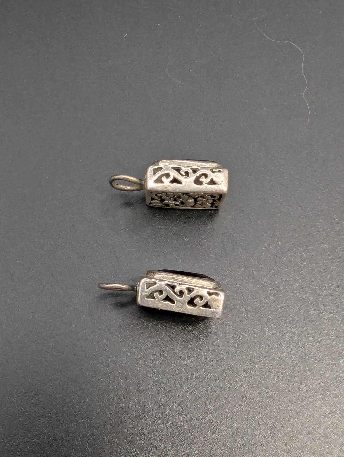 925 Sterling Silver Rectangular Red Garnet Floral… - image 5