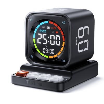 Pomodoro Timer Cube - Desk Productivity Timer with 5/10/30/60 Min Presets, Custo