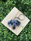 Grey Merle Sausage Dog Dachshund Acrylic Keyring For Dog Lovers Owners Birthday