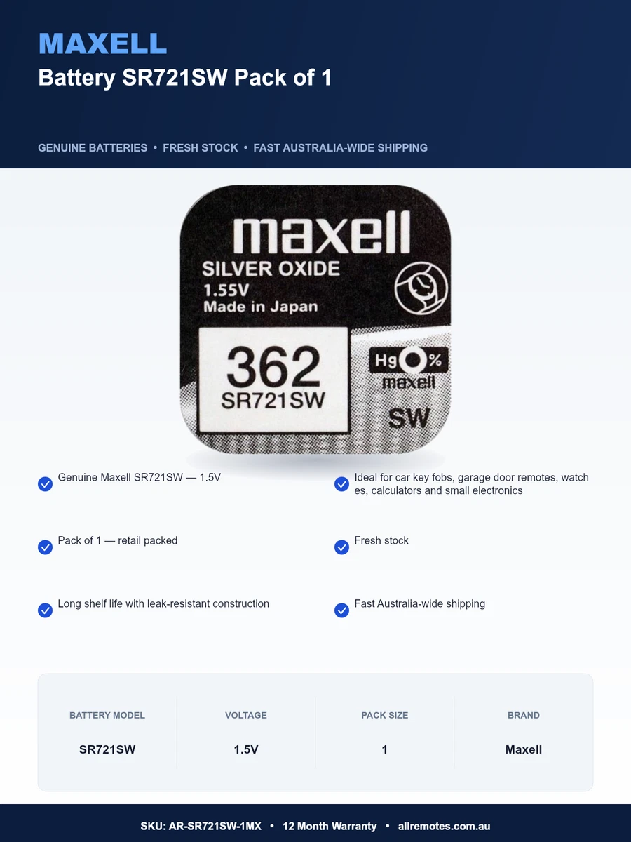 Maxell Battery SR721SW Pack of 1