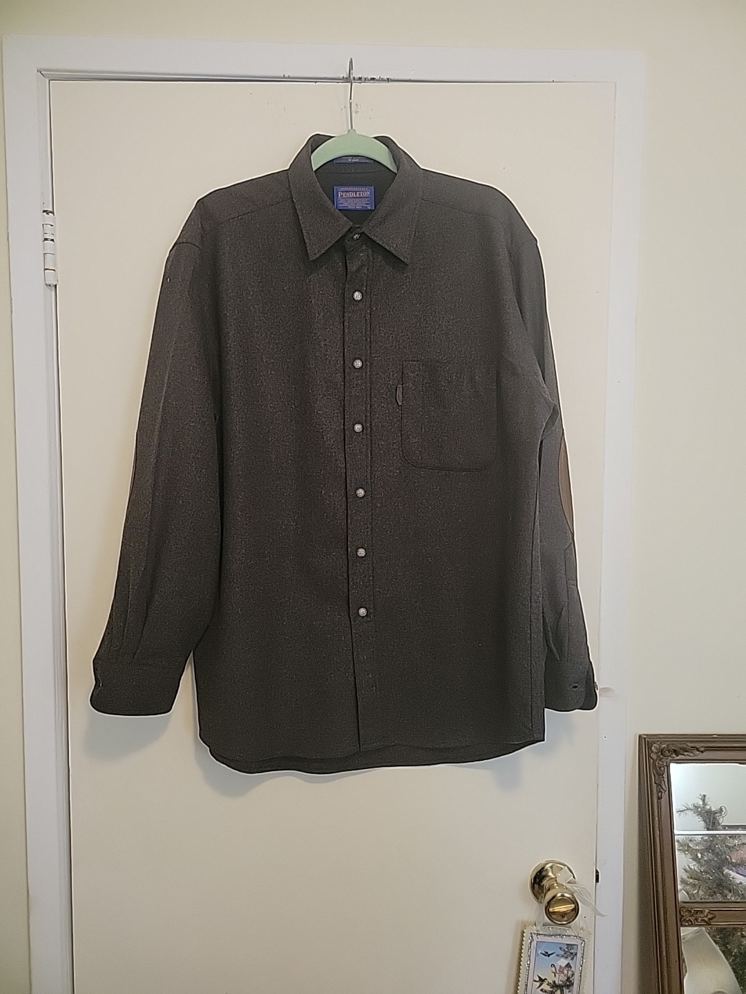 Vintage Pendleton Wool Elbow Patch Button up shir… - image 1