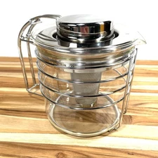 WMF Zeno Teapot Makio Hasuike Glass Stainless Steel MCM Vntg Tea Filter No Base