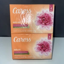Caress Daily Silk Bar Soap White Peach & Orange Blossom 8 Bars Floral Oil