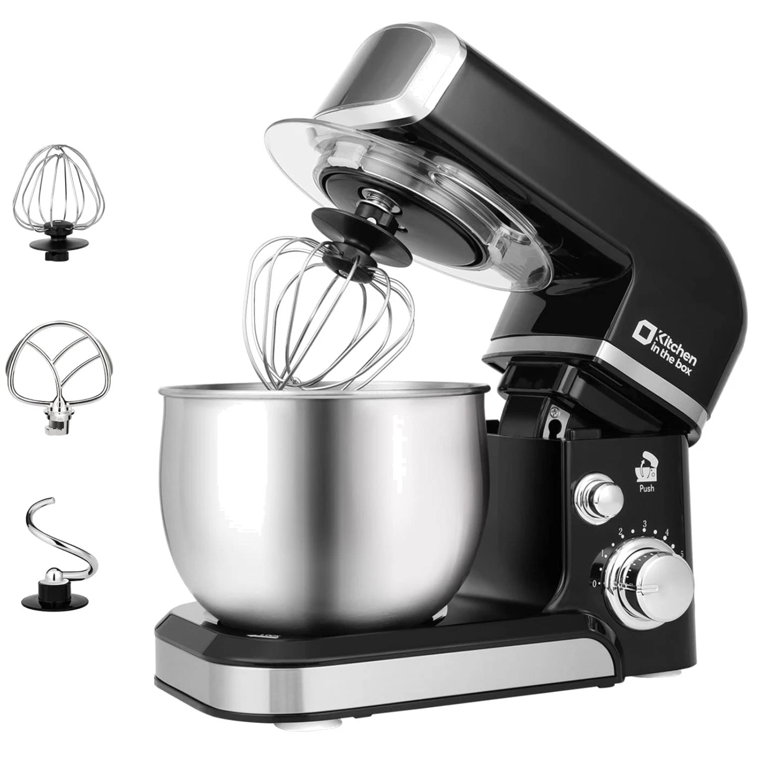 Portable Kitchen Mixer, 3.2Qt, 6 Speeds, Black