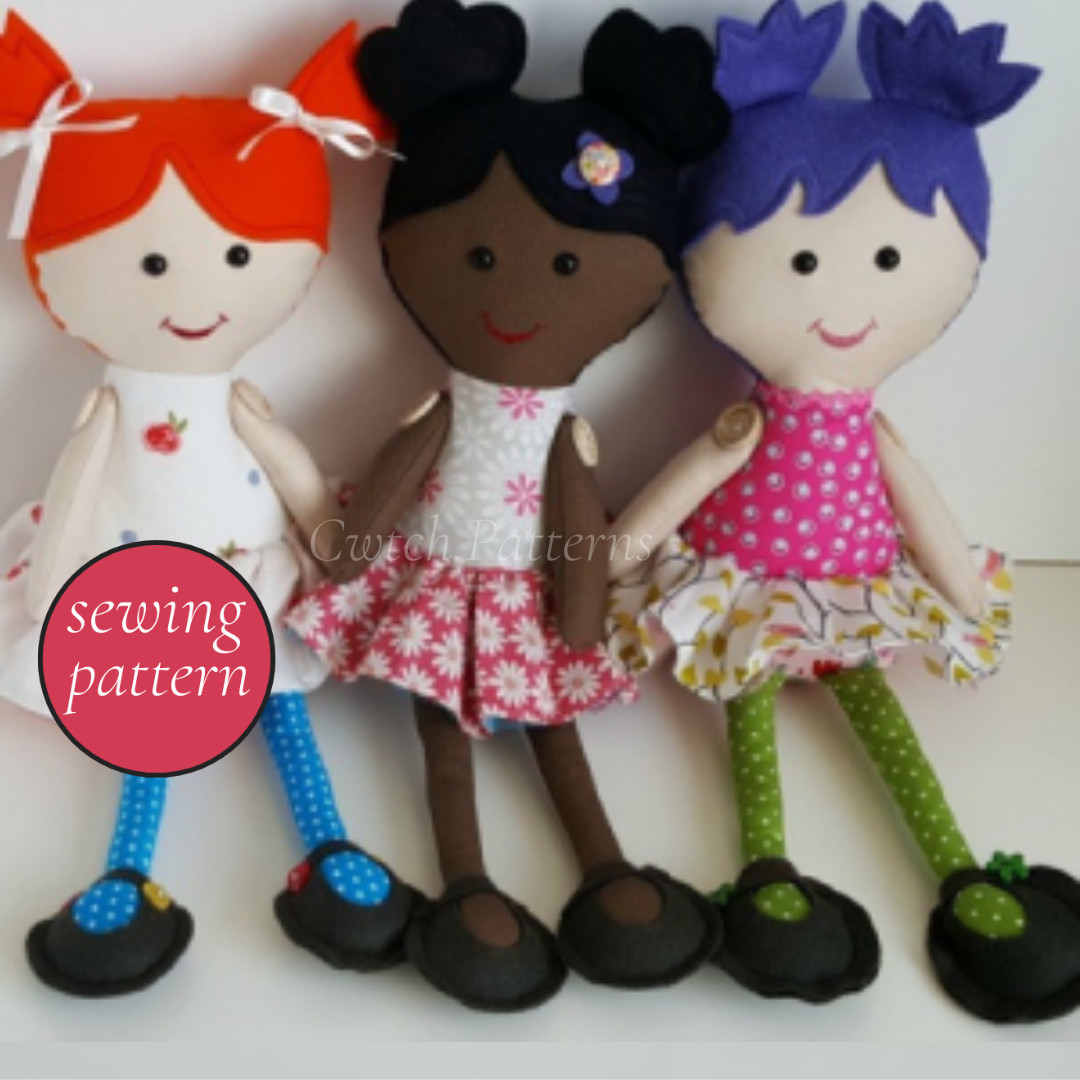 Rag doll SEWING PATTERN, soft dolly pattern, cloth doll sewing pattern, doll uk