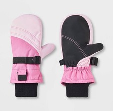 Girls' Ski Mitten - All In Motion Light Pink Size 5-7 heavyweight woven