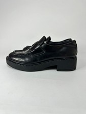 Prada Spazzolato Metal Triangle Logo 50mm Loafers Black Size 36 EU/ 6 US / 6 UK