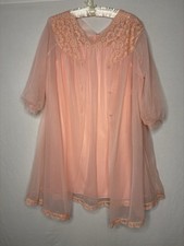 Vintage 60s Pink Babydoll Peignoir Set, Sears, Size 36/Medium