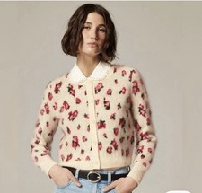 JCrew Crewcuts Collection Cashmere Cropped Cardigan Blurry Floral Roses Girls XL