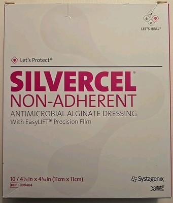 NEW! Alginate Dressing Silvercel Silver Alginate 4-1/4 X 4-1/4 Inch Box of 10