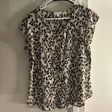 I-N-C Women's Animal Print Pullover Blouse Size L