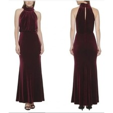 Eliza J Blouson Velvet Gown Size 4 Wine Mock Neck Dress Elegant Romantic Prom