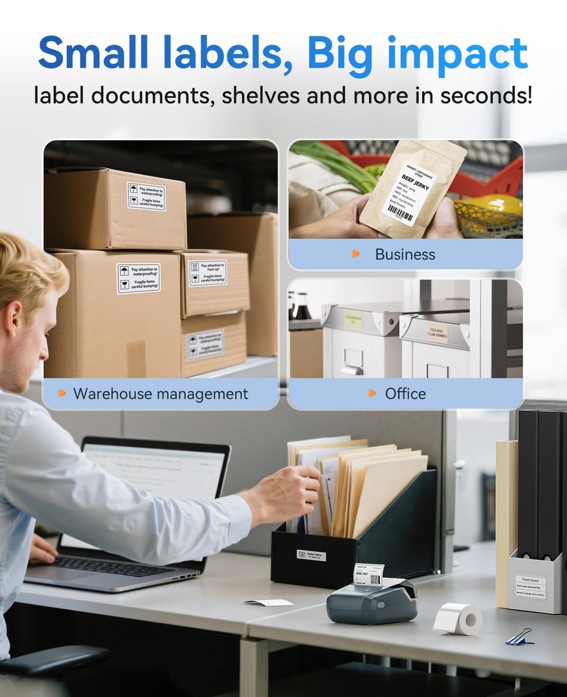 B1 Thermal Label Maker Machine with Tape for Office Use Easy to Operate