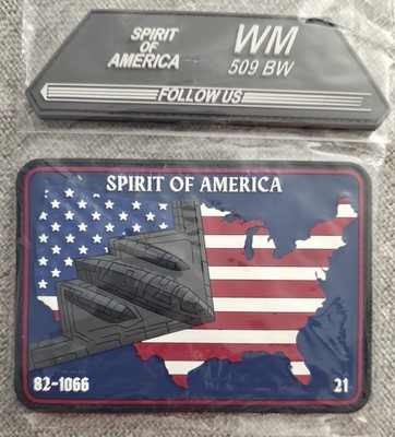 B-2A USAF B2 Stealth Bomber 'Spirit of America' 2 Stück Large 3D PVC Patch RAR