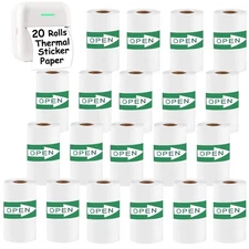 20 Rolls Self-Adhesive Thermal Paper, Glossy Thermal Printer Paper for Mini P...