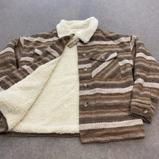 BKE Aztec Jacket Men's Small Fleece Lined Wool Blend Flannel Shacket Brown
