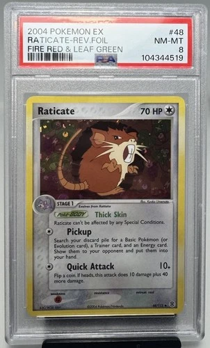 2004 Pokemon Ex Raticate 48/112 FireRed & LeafGreen Reverse Holo Card PSA 8