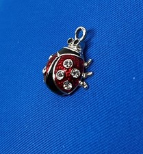 Charm vintage Athra argento sterling smaltato e cristallo dama insetto