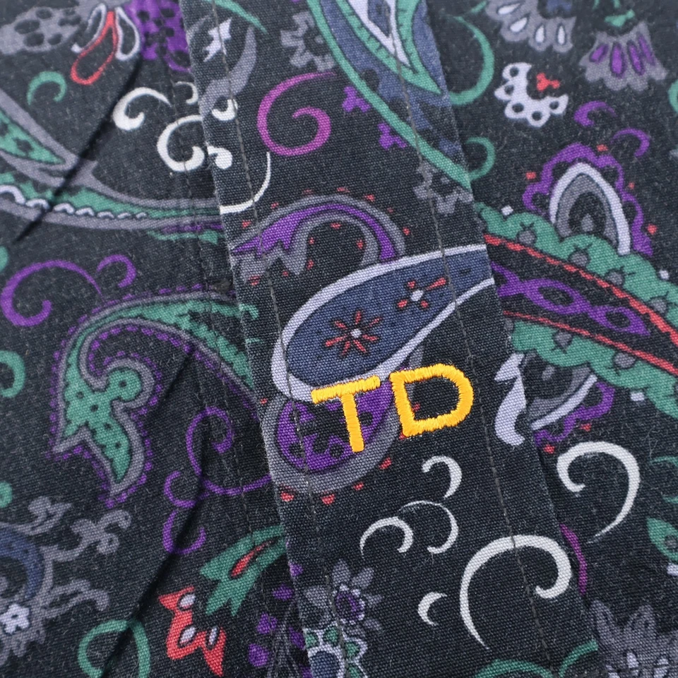 Thomas Dean 佩斯利印花翻盖袖口长袖纽扣衬衫男式 L — 第 4/4 张图片